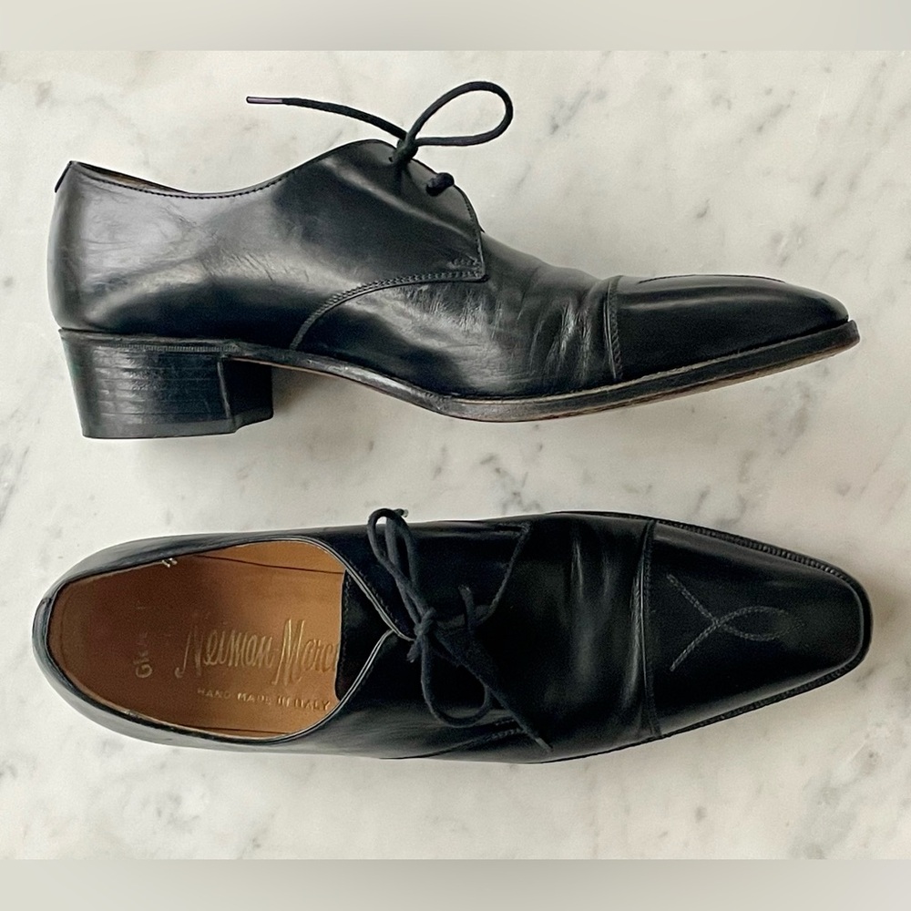 Gravati per Neiman Marcus vintage Italian leather oxfords, pointy toe, 8N, EUC
